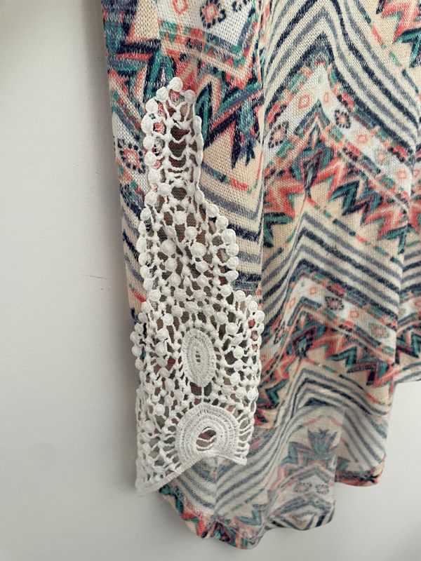 No Boundaries Size M Coral Accent Top with Lace Detail