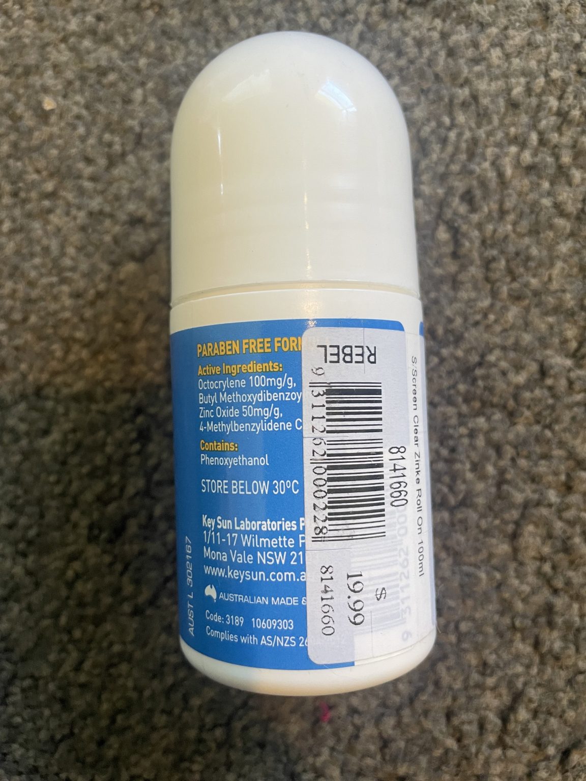 Key Sun Zinke SPF 50+ Roll On 100ml Exp Mar 25