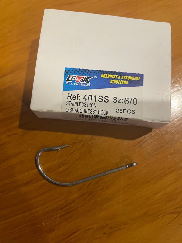 25pcs FTK Stainless Iron O’Shauchnessy Hook - Size 6