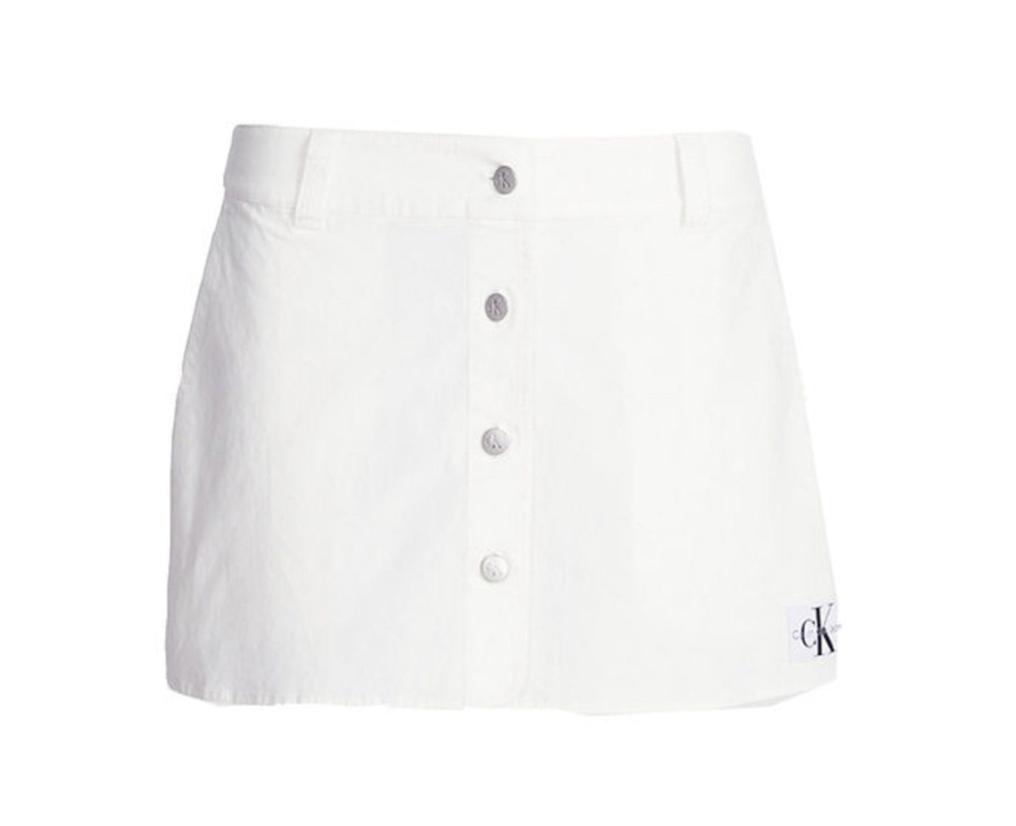 CALVIN KLEIN JEANS SIZE M/10 MICRO COTTON CANVAS SKIRT WOMAN ANCIENT WHITE