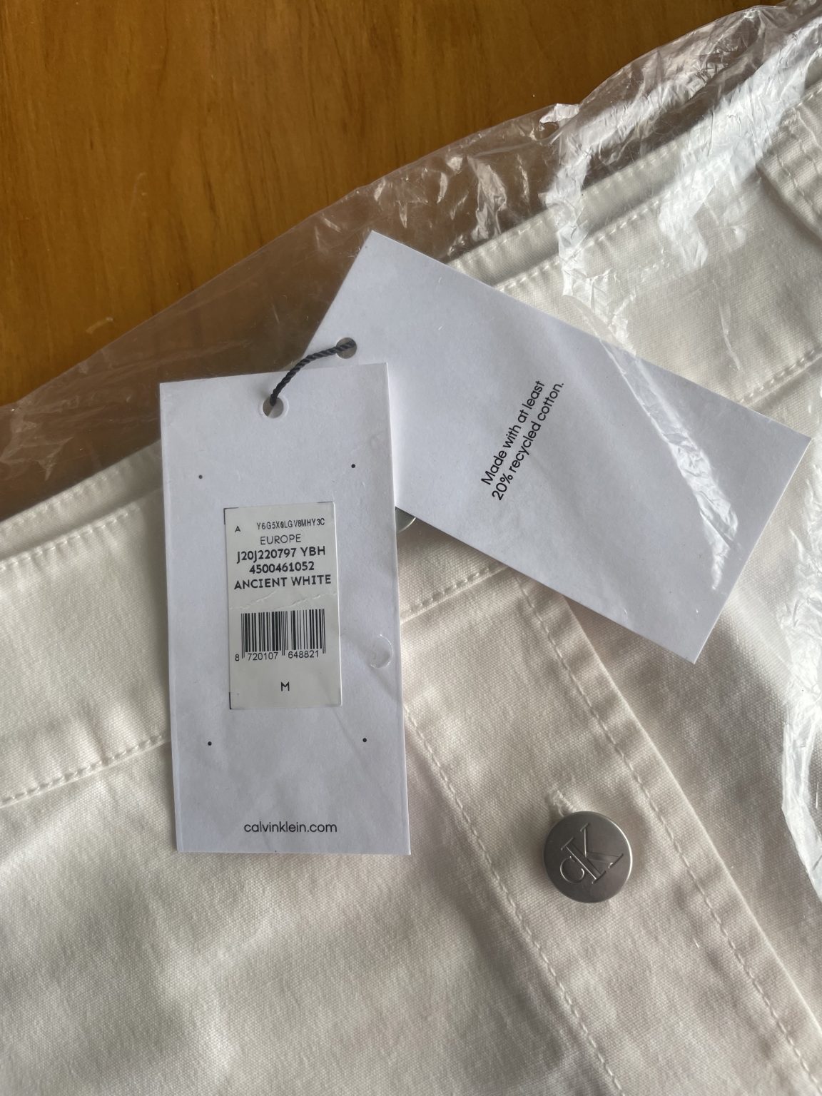 CALVIN KLEIN JEANS SIZE M/10 MICRO COTTON CANVAS SKIRT WOMAN ANCIENT WHITE