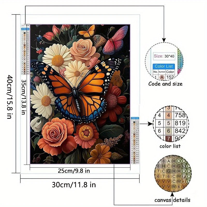 30x40cm Monarch Butterfly Diamond Art Kit
