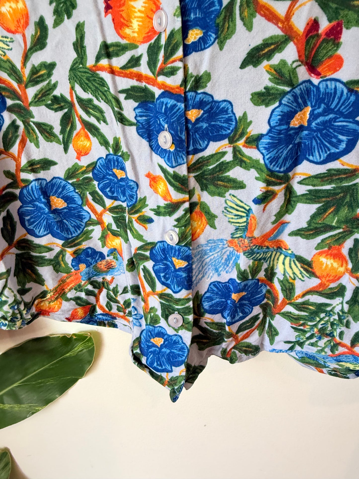 Monkl Size XS Floral Print Button-Up Long Sleeve Shirt