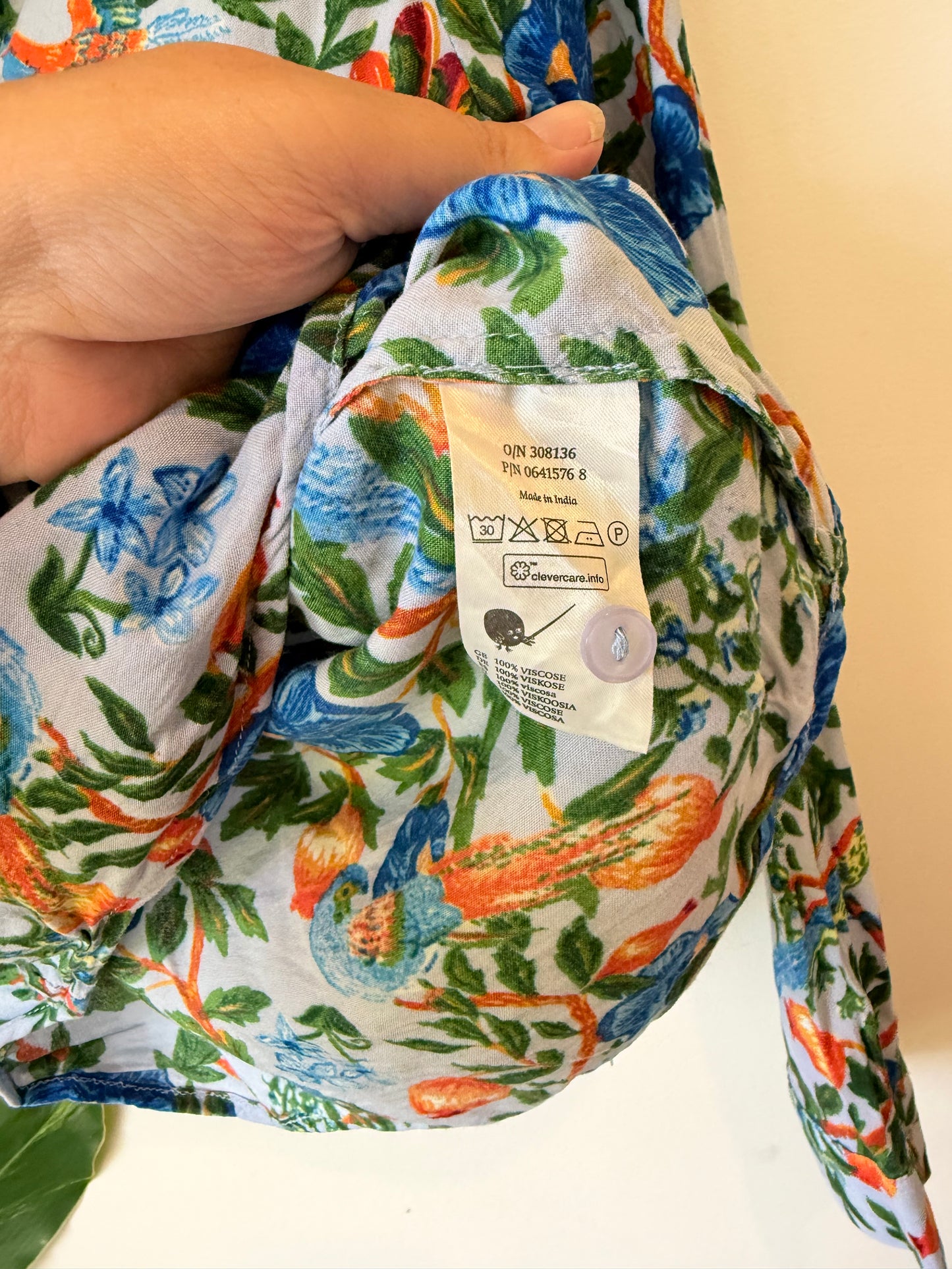 Monkl Size XS Floral Print Button-Up Long Sleeve Shirt