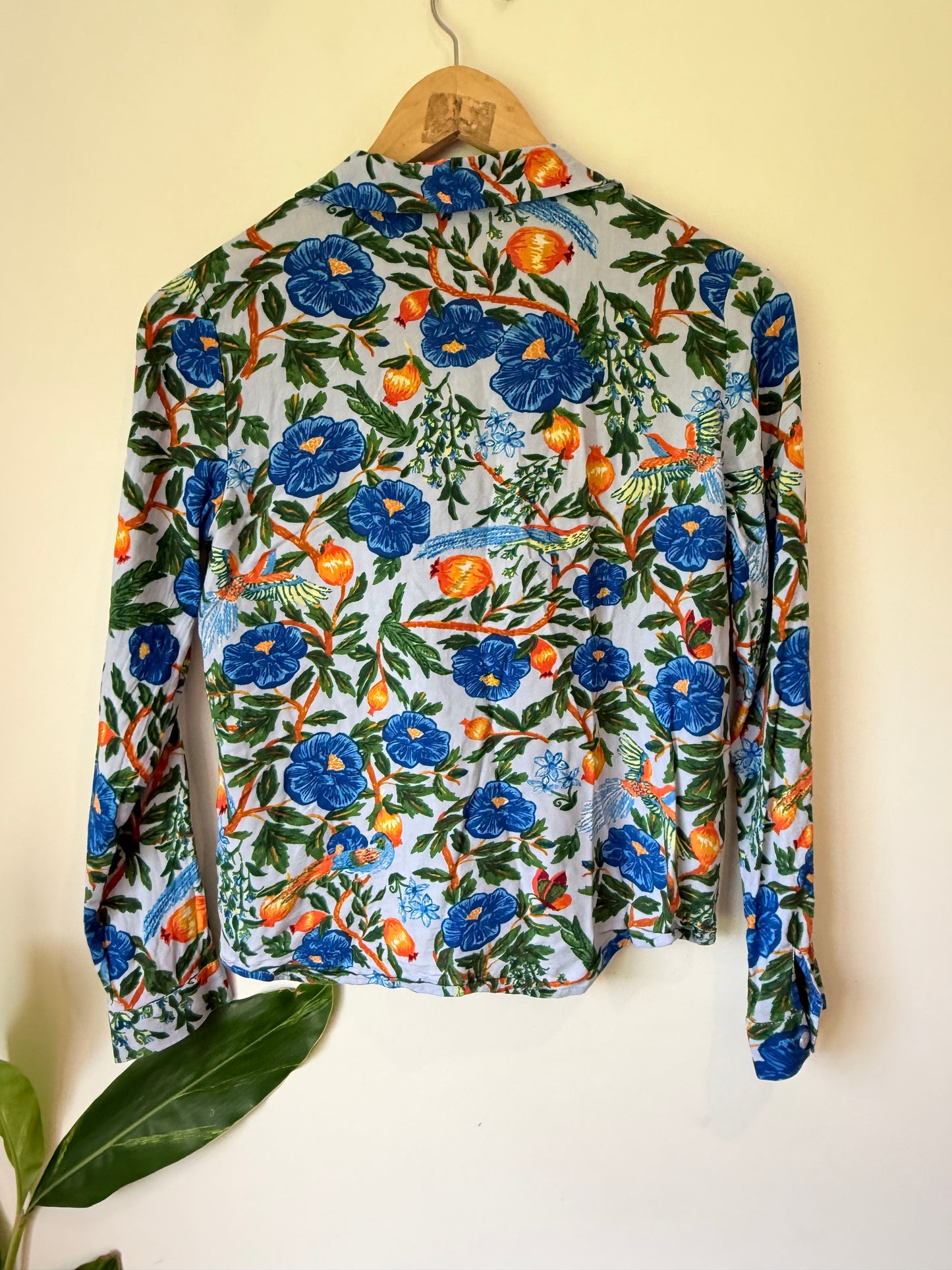 Monkl Size XS Floral Print Button-Up Long Sleeve Shirt