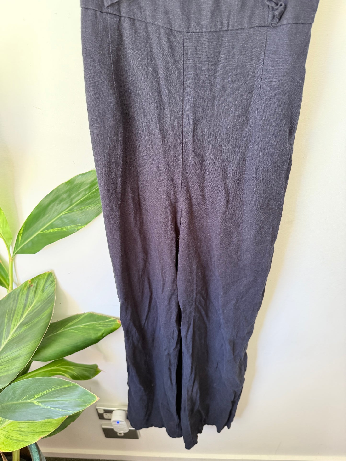 Glassons Size 6 Dark Blue Linen Blend Jump Suit.