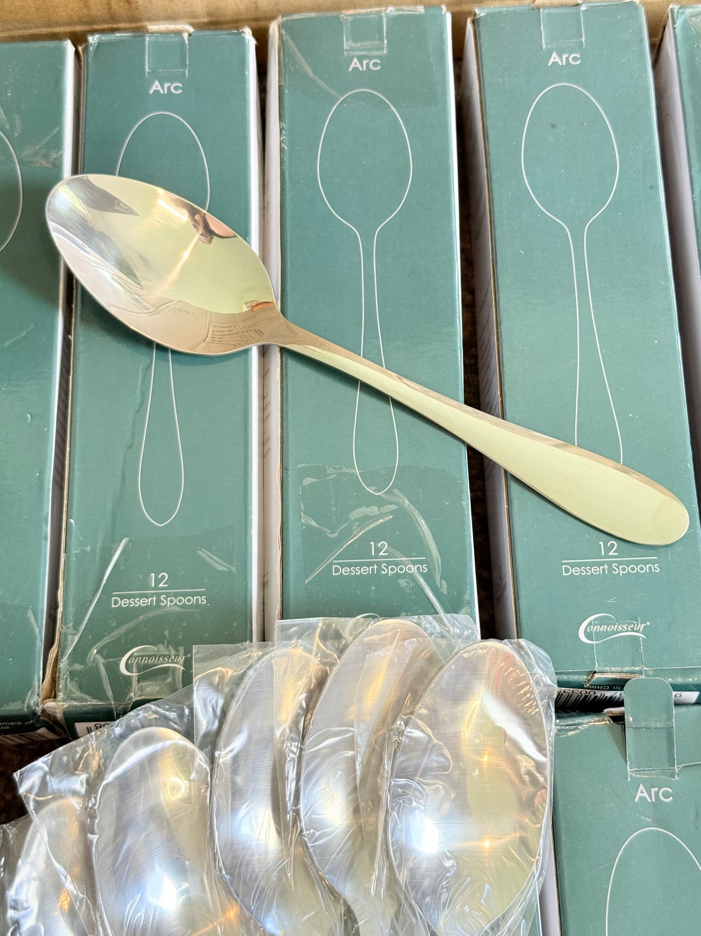 8 Boxes of Connoisseur Arc 12 Dessert Spoon Set (+ 6 unboxed) - 102 Pieces
