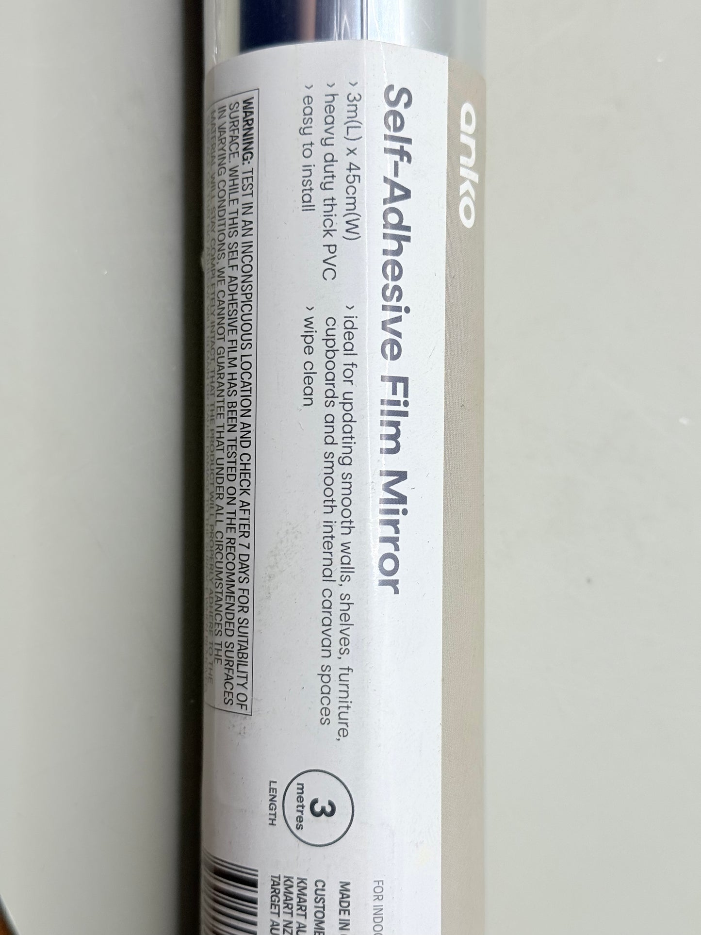 3m x 45cm Anko Self-Adhesive Mirror Window Film