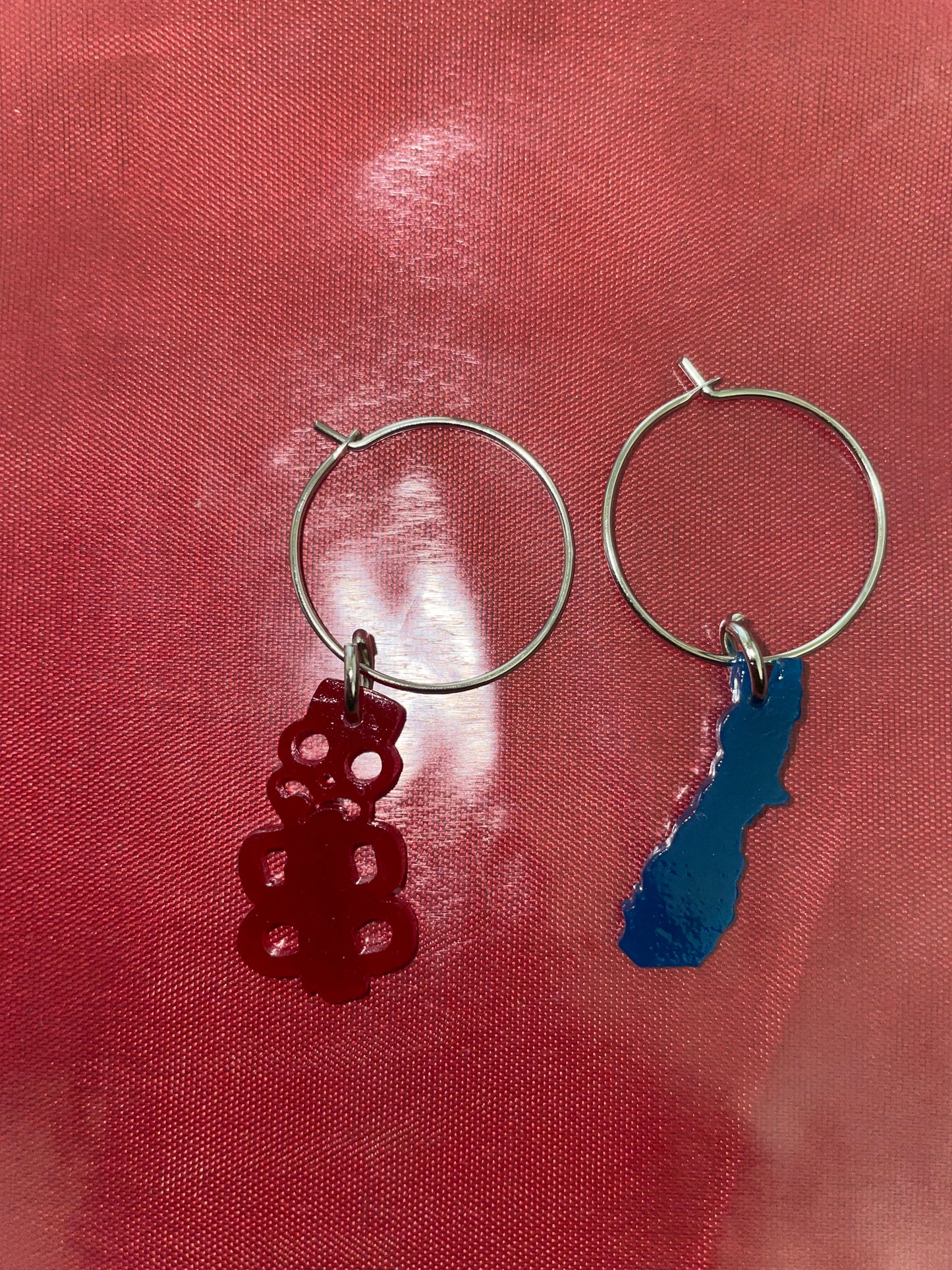NZ Hoop Earrings with Acrylic NZ Icon Charms