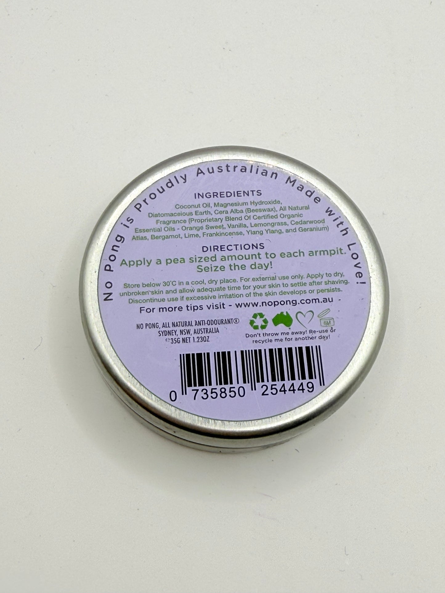 No Pong Bicarb Free Natural Deodorant 35g / 1.23 oz
