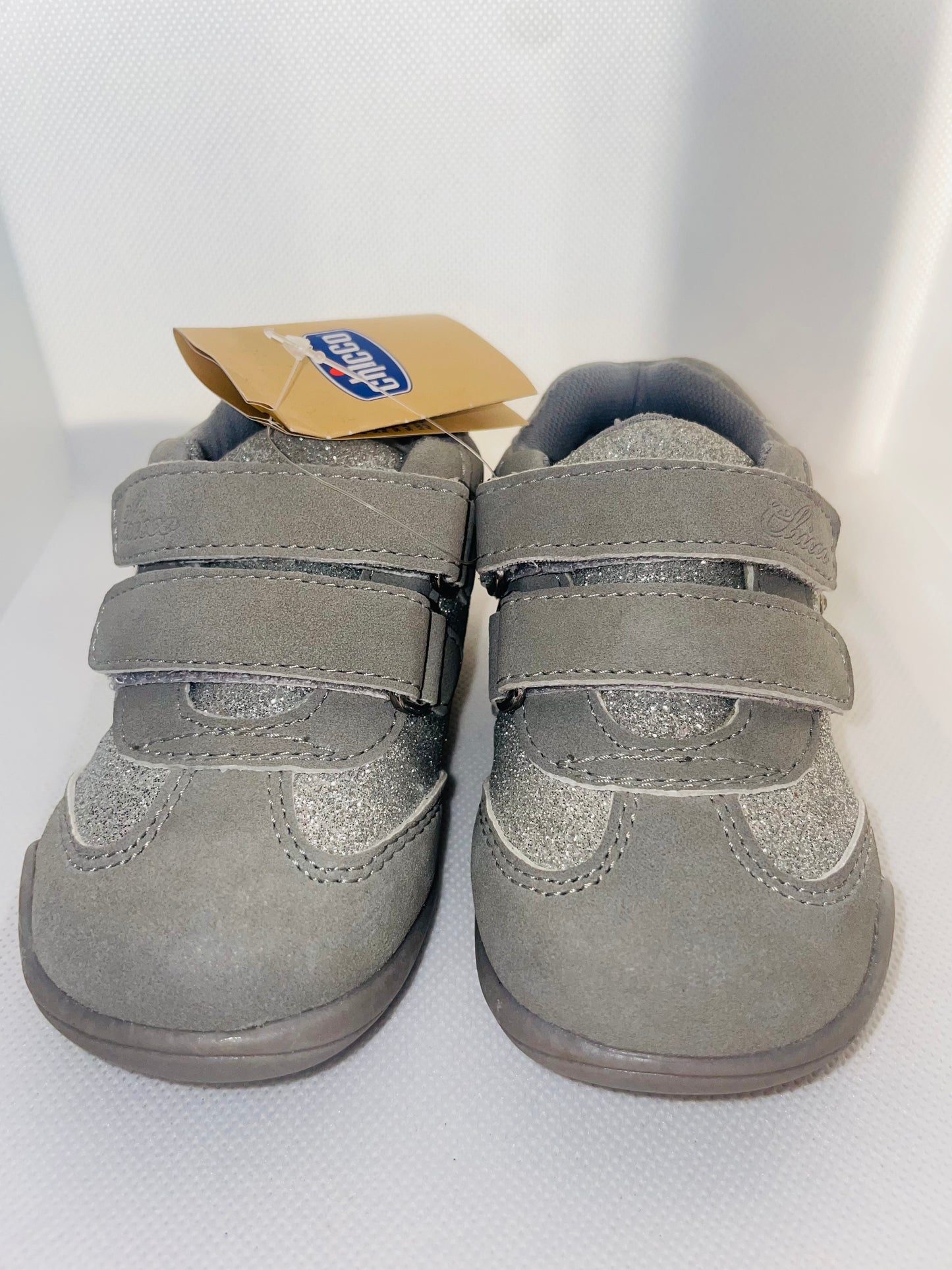 Chicco Glittery Grey Kids' Shoes with Velcro Straps - Size 21