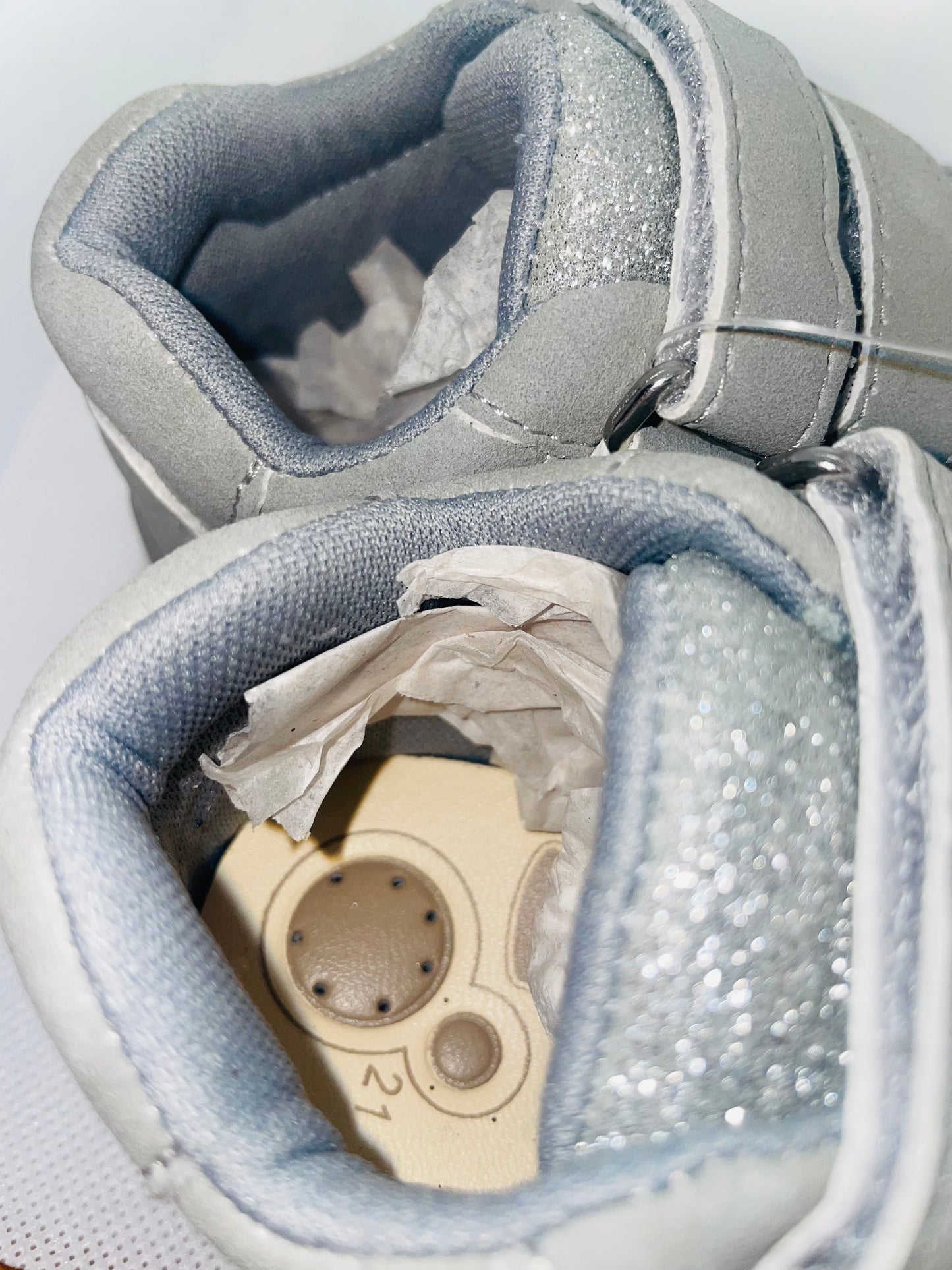 Chicco Glittery Grey Kids' Shoes with Velcro Straps - Size 21