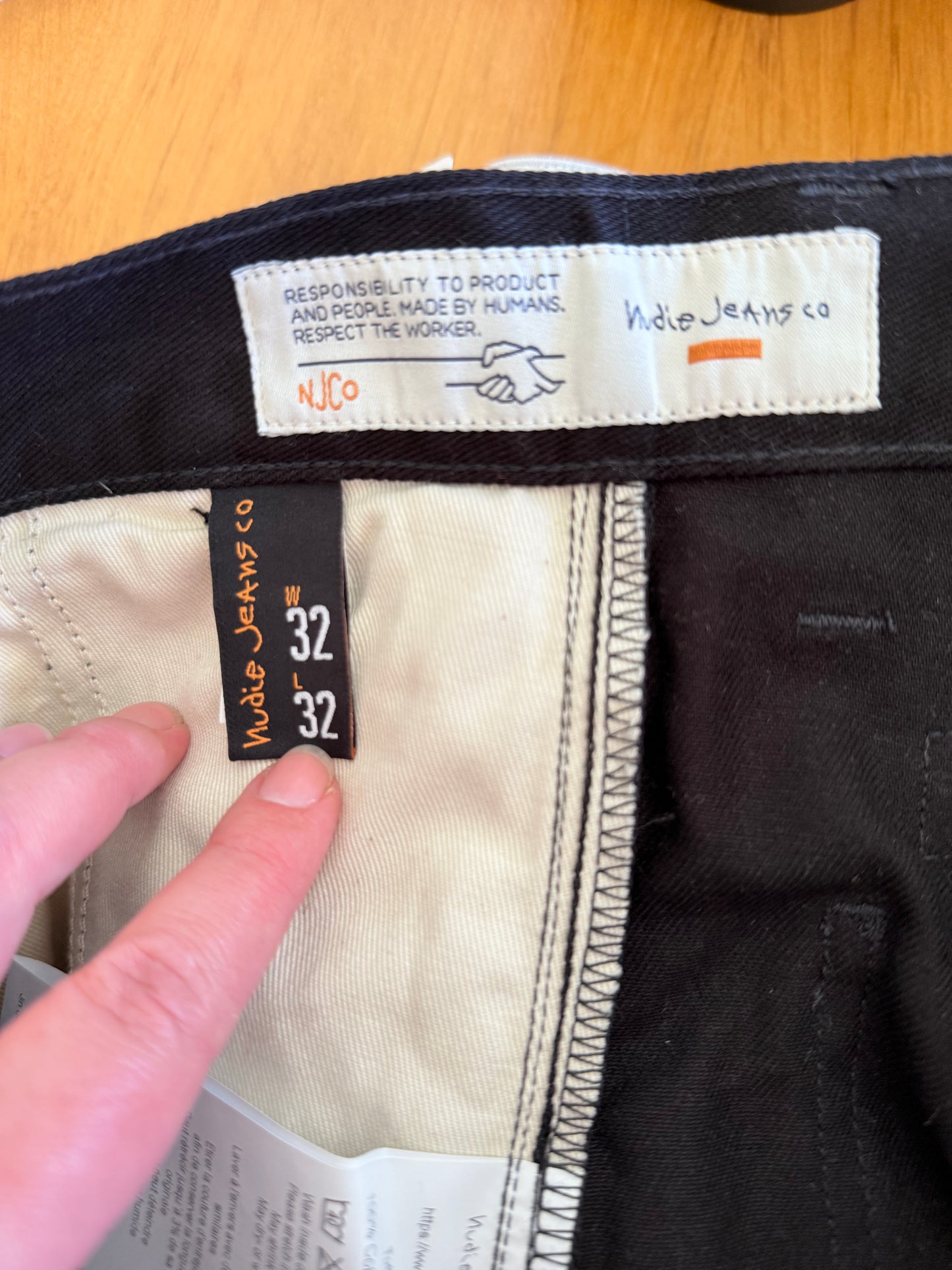 Nudie Jeans Co Size L 32W 32L Tuff Tony Black Straight Leg Jeans