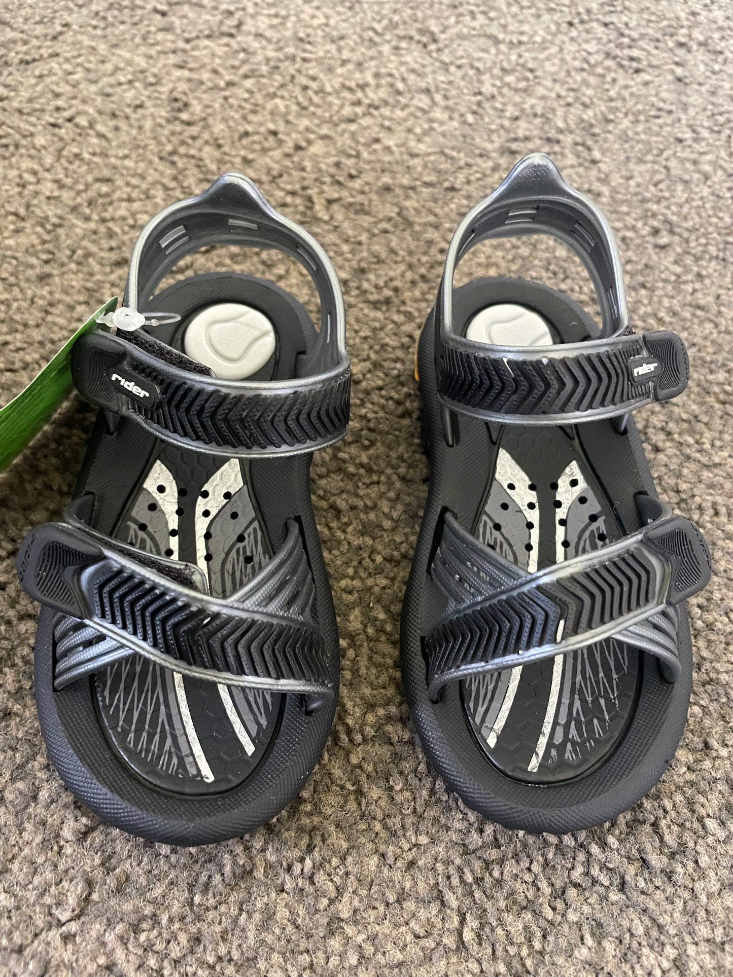 RIDER SANDALS Size 7 Rider Sand Games II Baby Black/Dark Grey