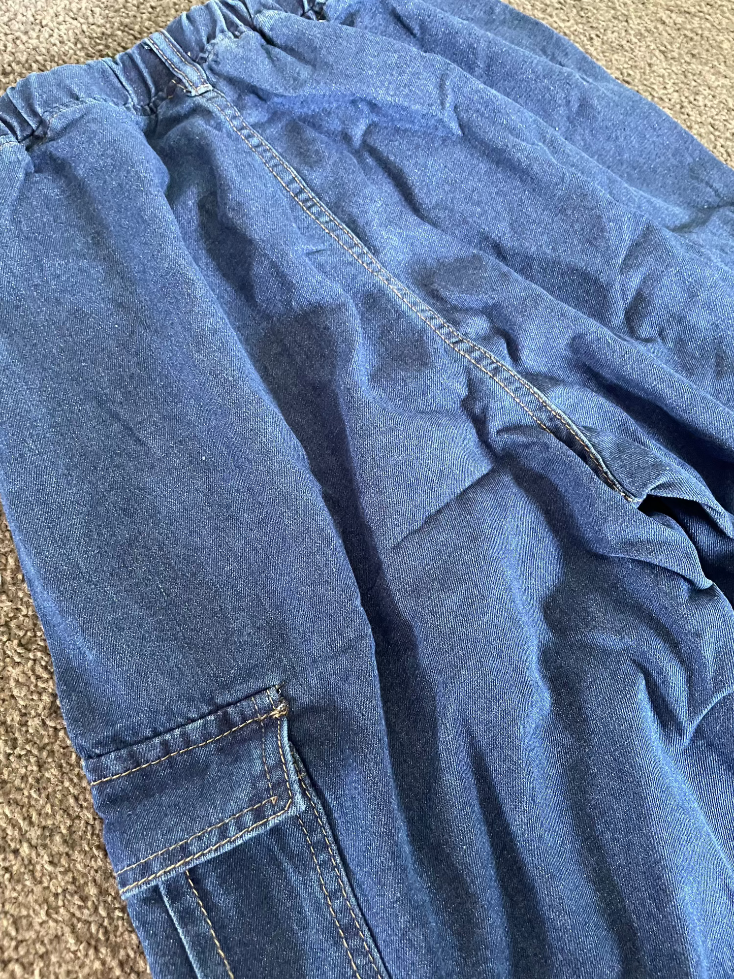 Shein 12y Classic Blue Denim Cargo Shorts for Kids