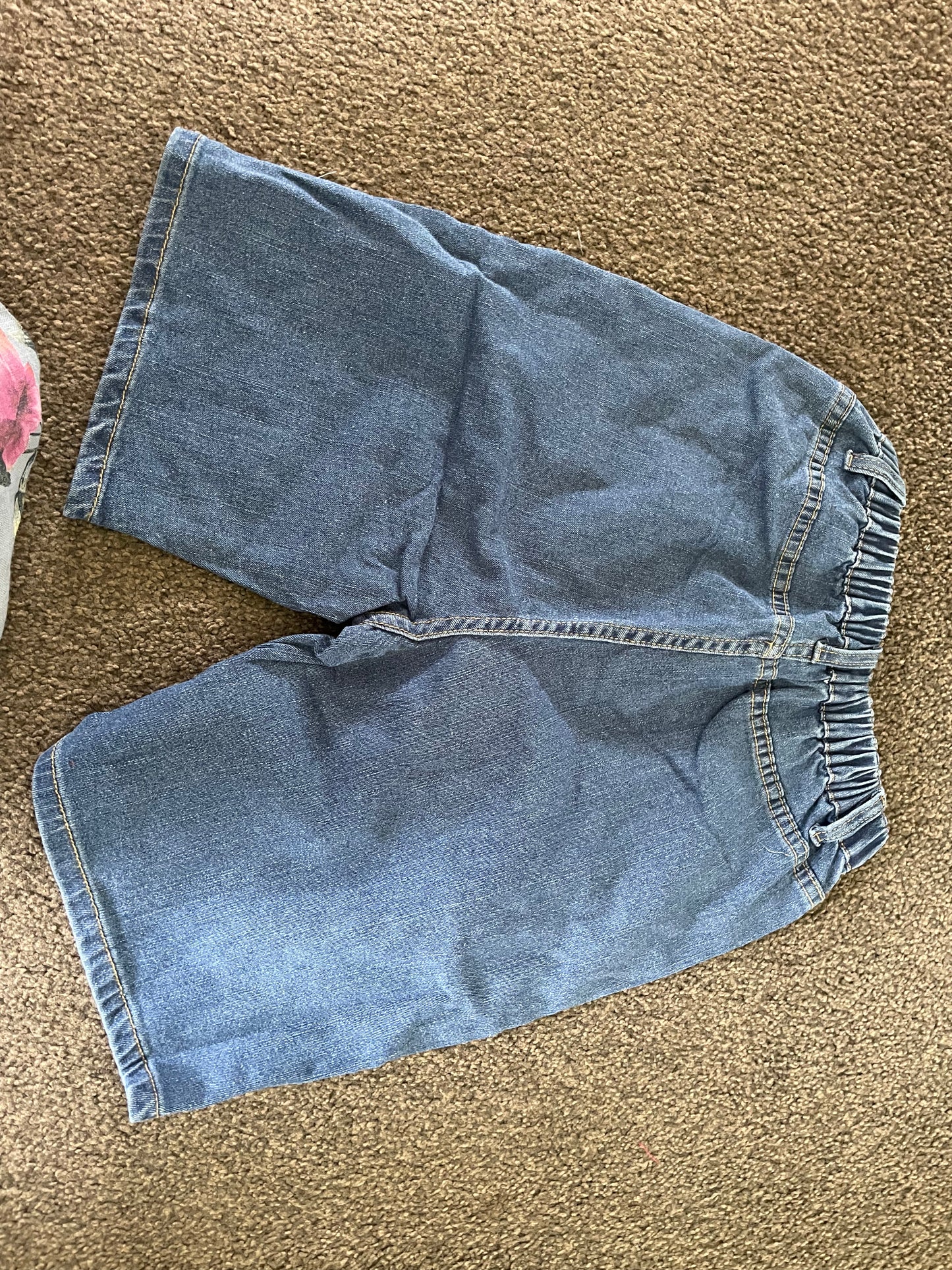 Shein Size 12y Kids' Denim Shorts with Skater Cartoon Print