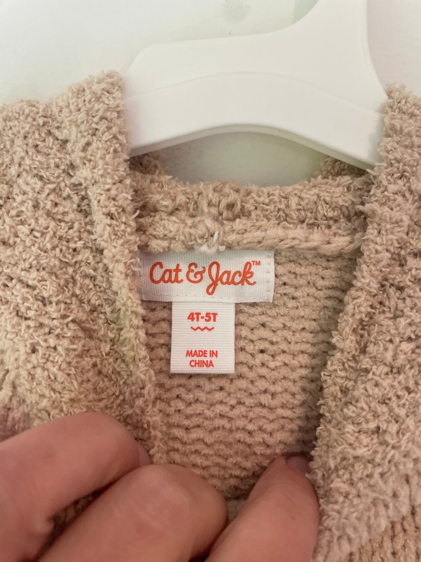 Cat & Jack Size 4T-5T Beige Textured Knit Sweater
