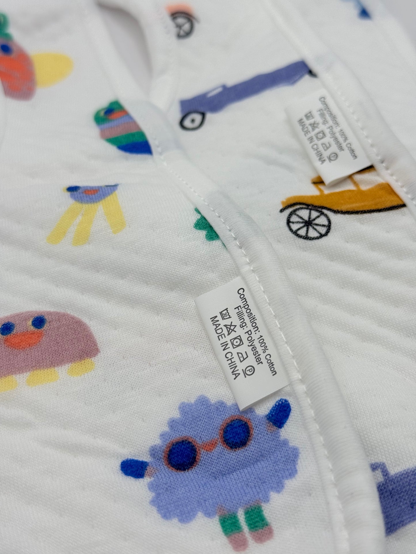 Cotton Baby Bib Pack of Three White with Cartoon Prints