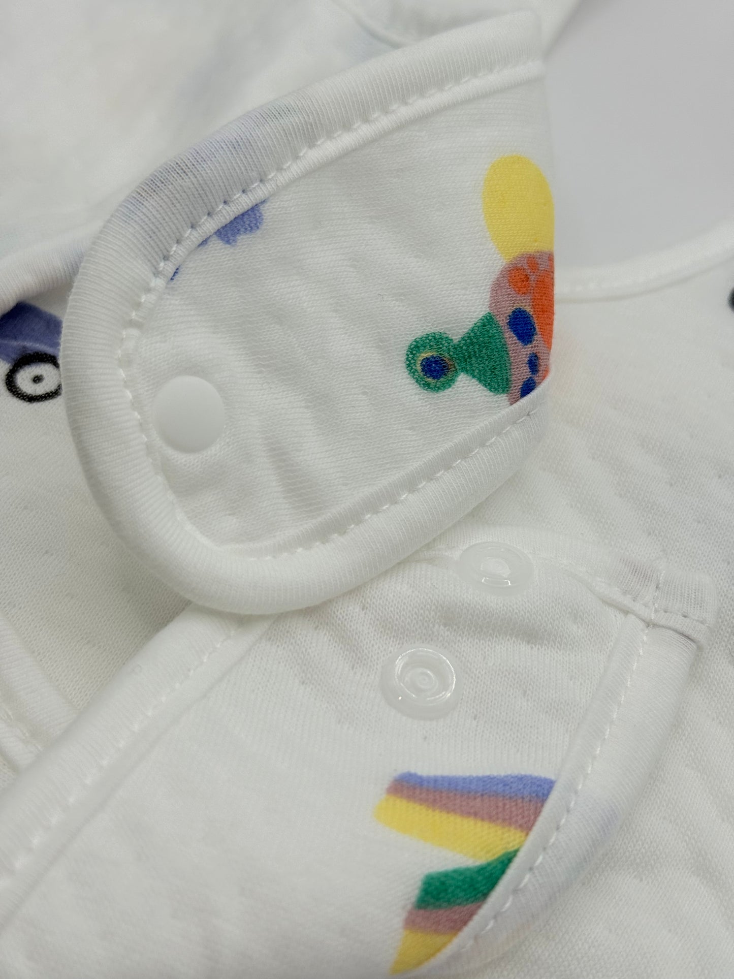 Cotton Baby Bib Pack of Three White with Cartoon Prints