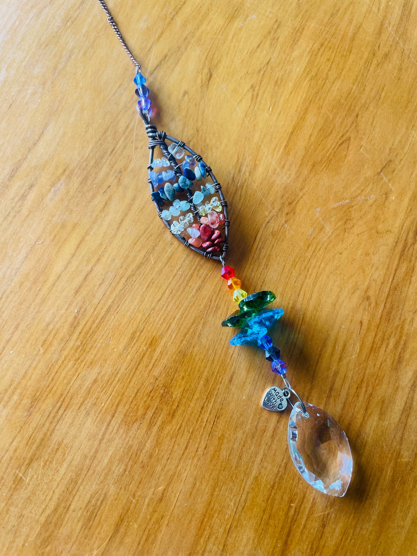 Chakra Gemstone Suncatcher with Crystal Prism