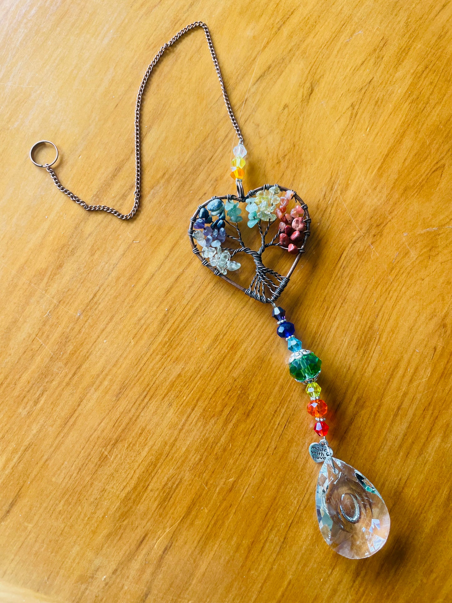 Heart Chakra Tree of Life Suncatcher with Crystal Prism