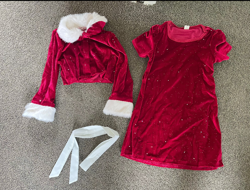 Shein Size 6Y Festive Velvet Santa Dress & Fur-Trimmed Bolero Set
