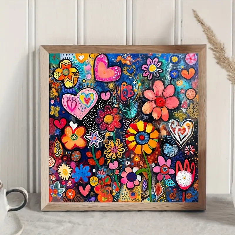 40x40cm Flower & Hearts Diamond Art Kit