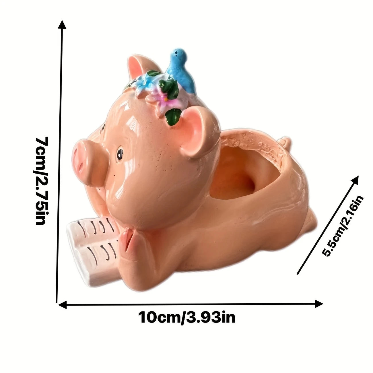 Reading Piglet Mini Resin Planter