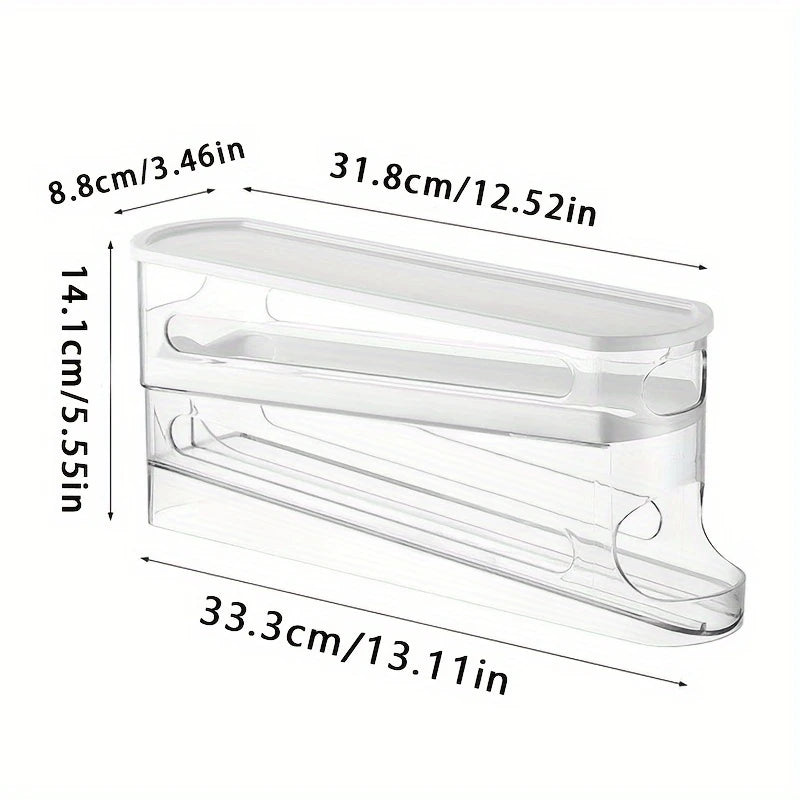 Stackable Double-Layer Rolling Egg Box Fridge Organizer
