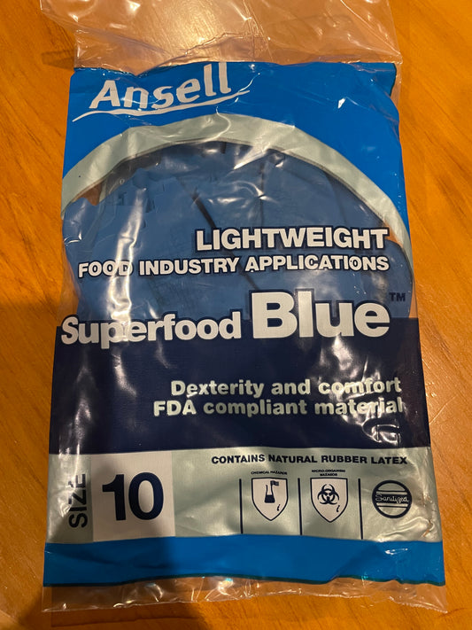 Ansell Superfood Blue Gloves - Size 10