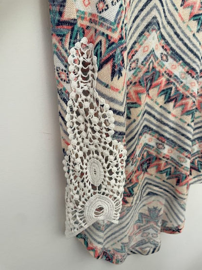 No Boundaries Size M Coral Accent Top with Lace Detail