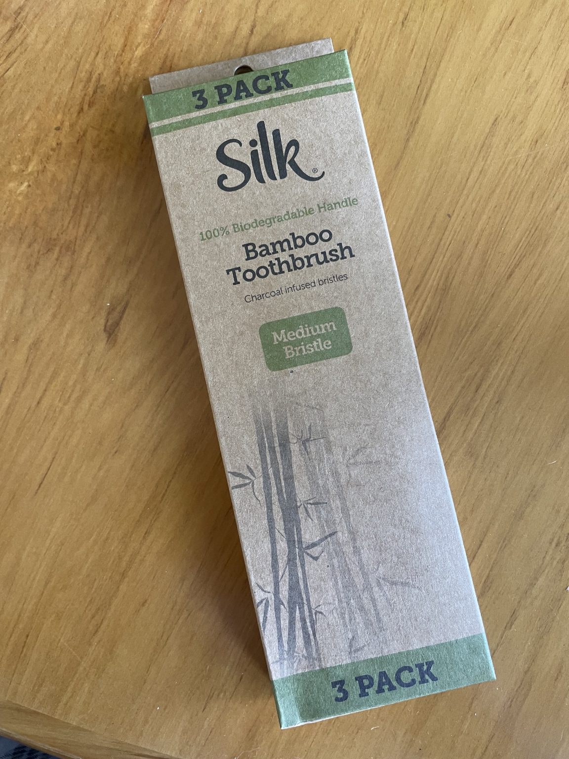 3 Pack Silk Charcoal Infused Bamboo Toothbrushes - Medium Bristle