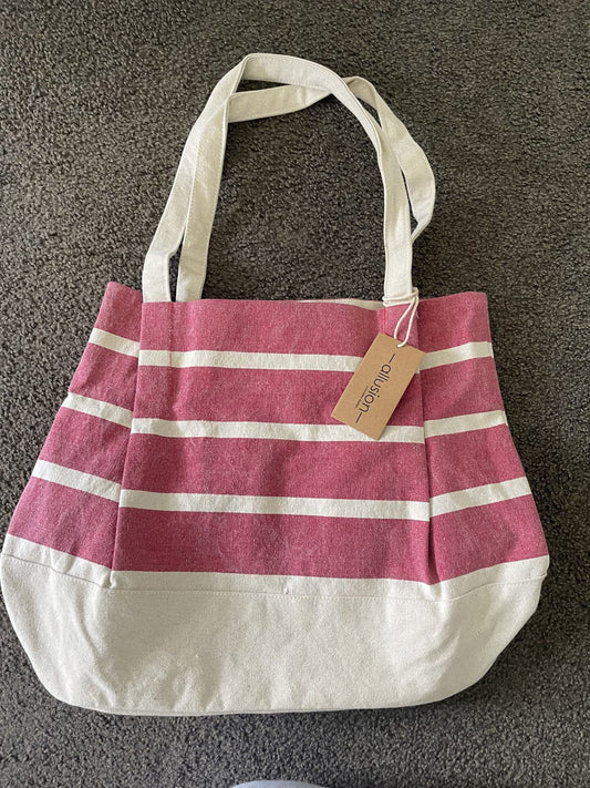 Allusion Canvas Tote Bag - Red Stripe