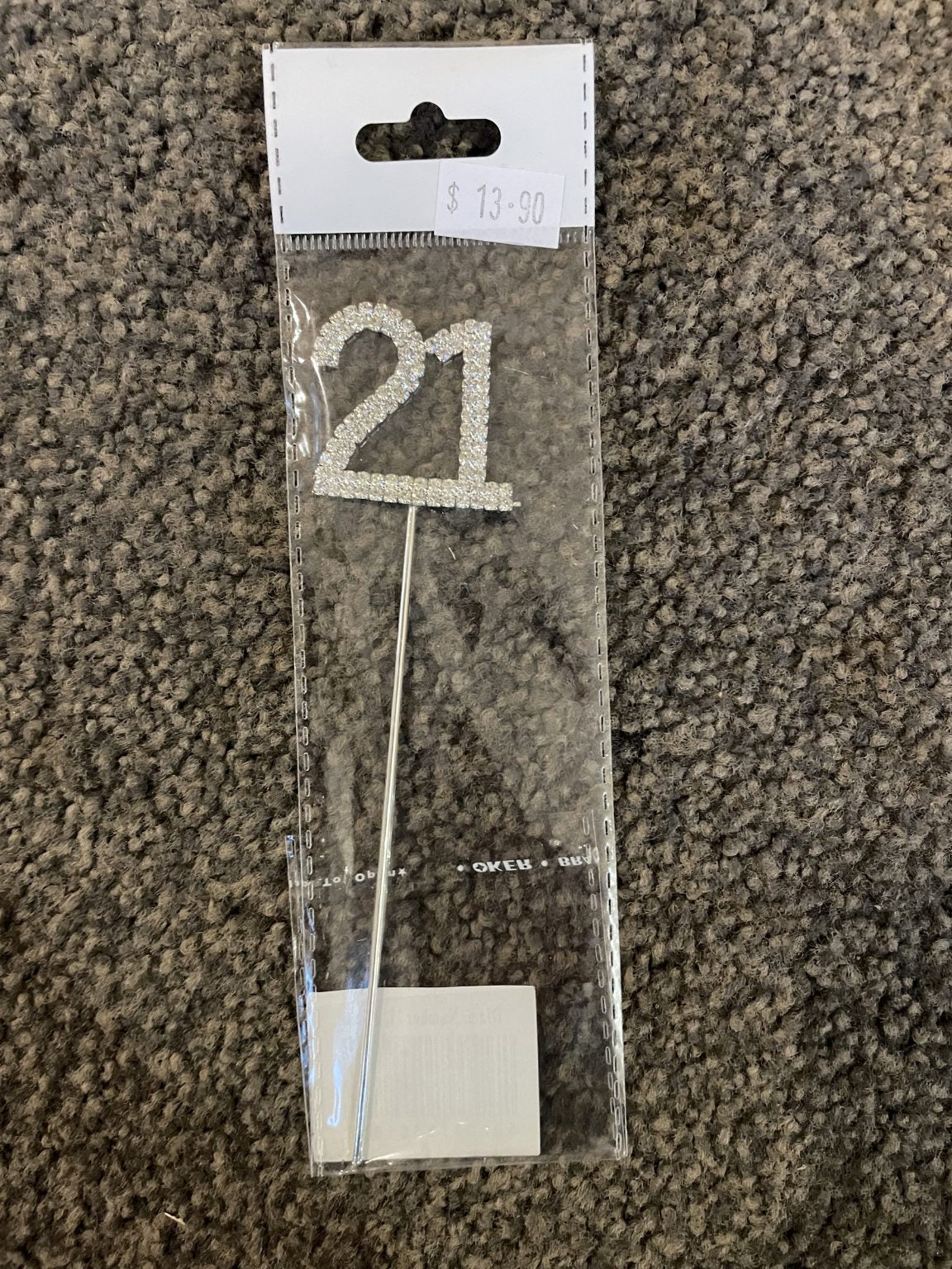 21 Silver & Diamanté Small Cake Topper