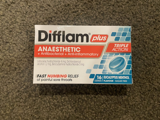 Difflam Plus Anaesthetic + Antibacterial + Anti-Inflammatory Lozenges