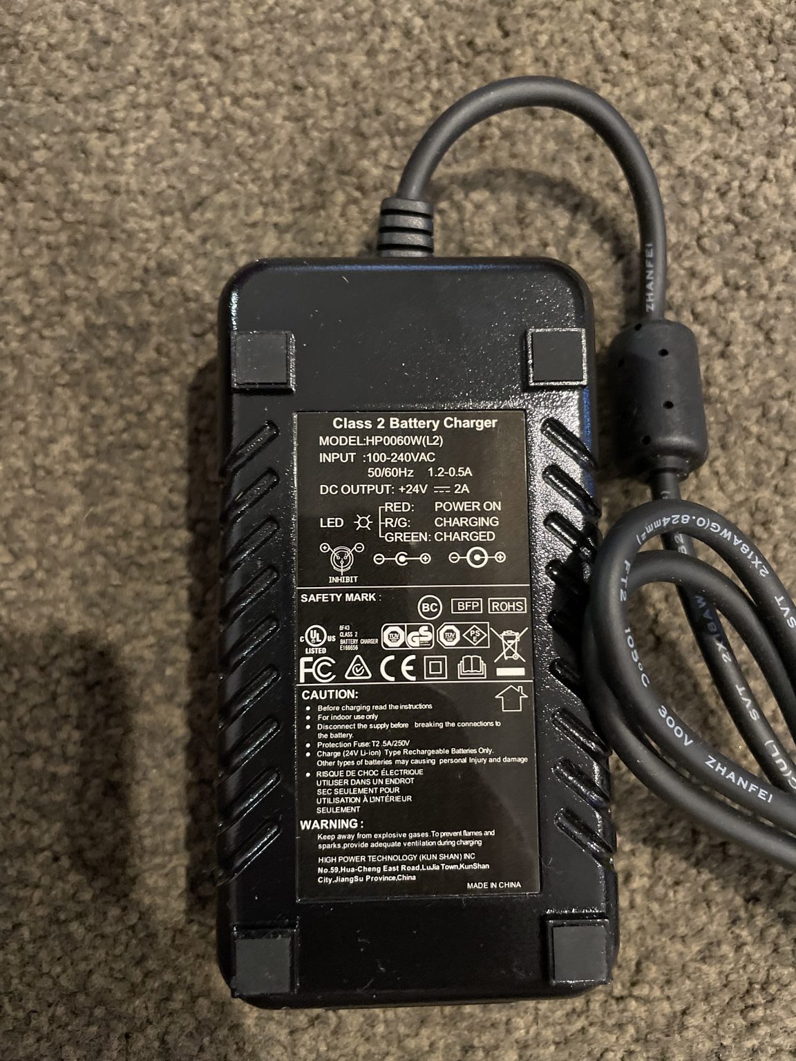 Gocycle Lithium Ion Battery Charger
