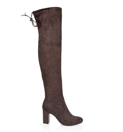 Verali Size 36 Zeebra Over The Knee Boots - Chocolate Microsuede