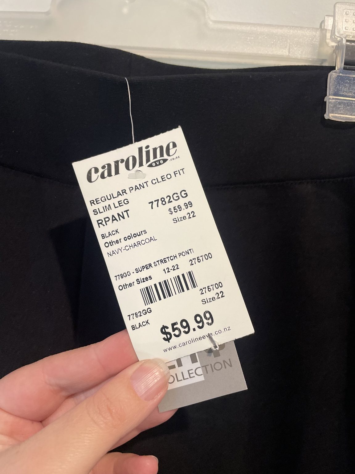 BNWT City Collection Size 22 Regular Cleo Fit Slim Leg Pant - Black