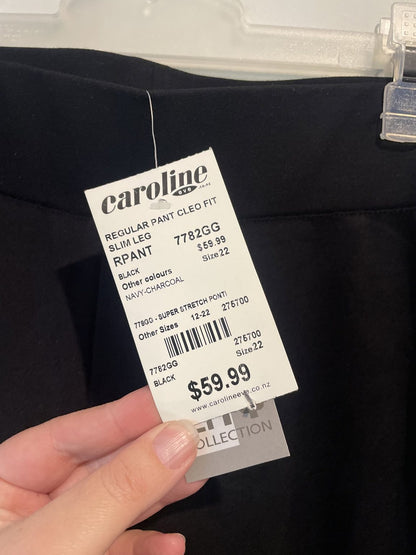 BNWT City Collection Size 22 Regular Cleo Fit Slim Leg Pant - Black