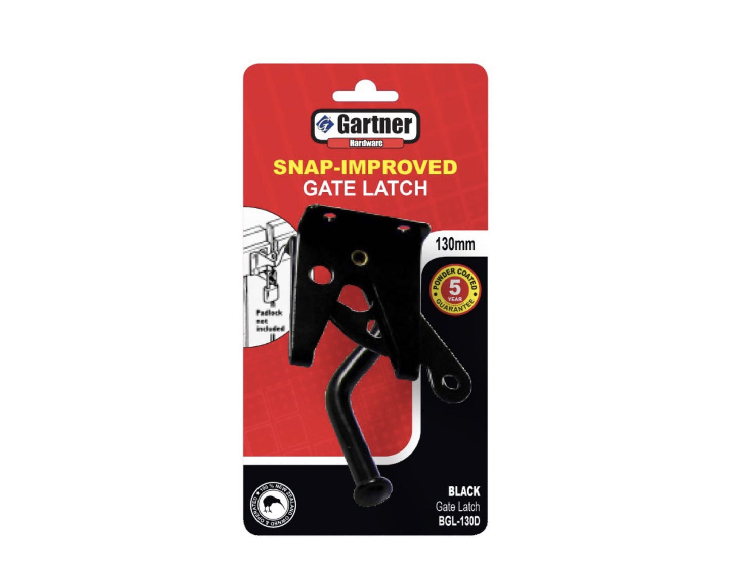 Gartner 130mm Snap Gate Latch Black Powder Coated