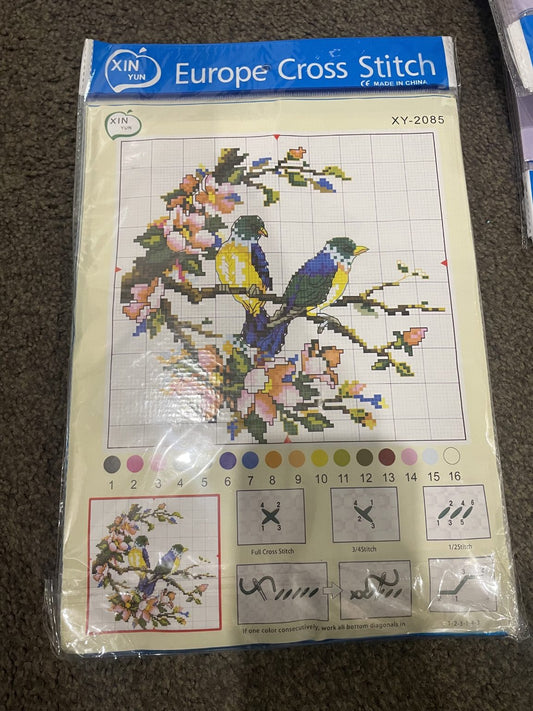 Full Cross Stitch Kit - Birds & Blossoms