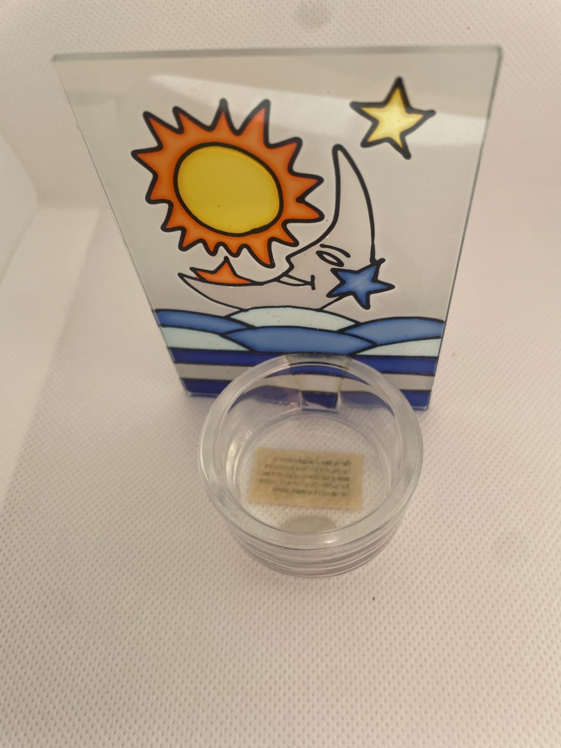 Stained Glass Tealight Holder - Moon & Sun