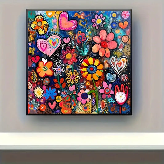 40x40cm Flower & Hearts Diamond Art Kit