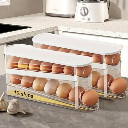 Stackable Double-Layer Rolling Egg Box Fridge Organizer