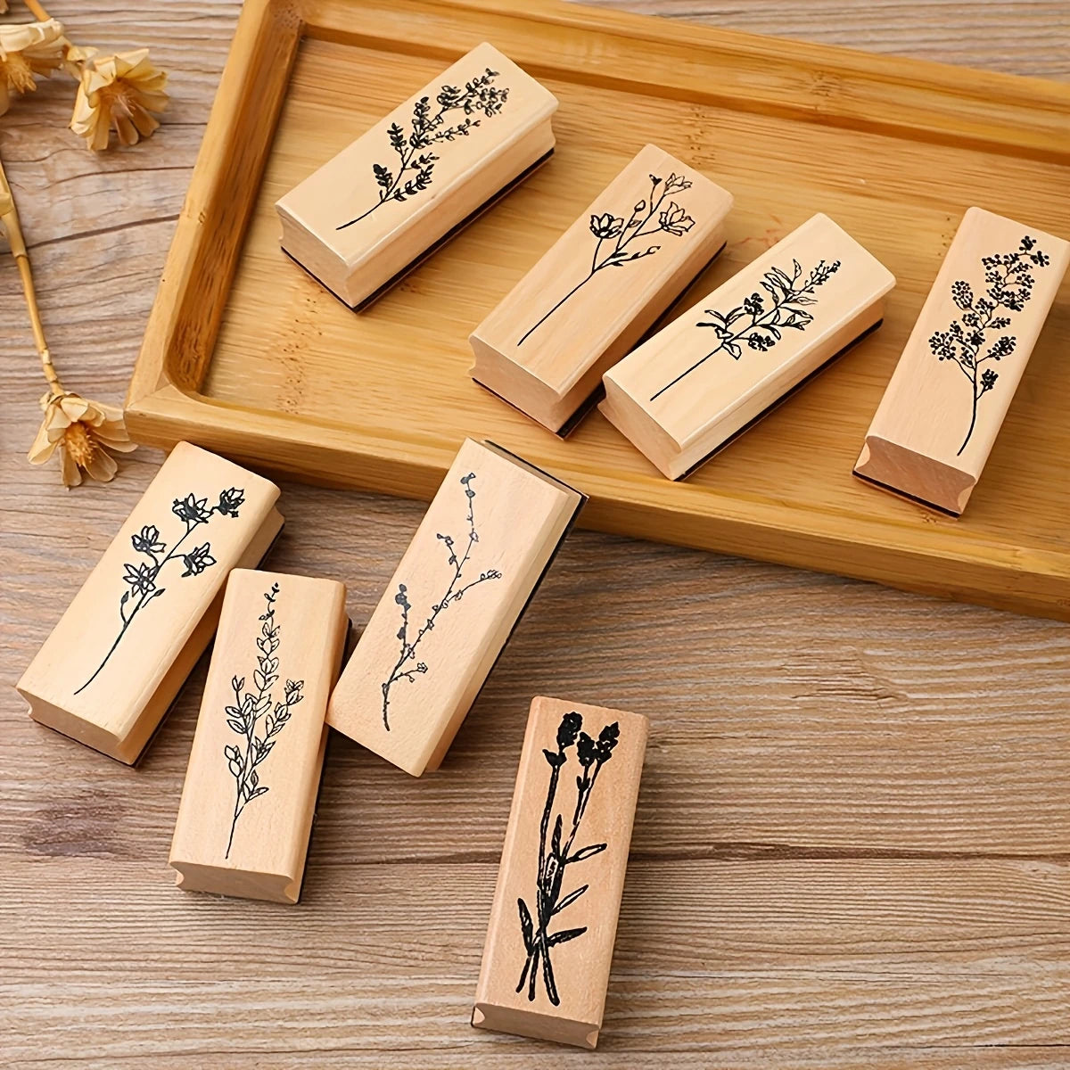 Wooden Floral Stamps