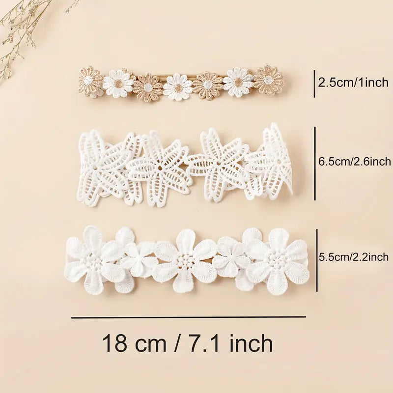 3pcs Embroidered Lace Headbands