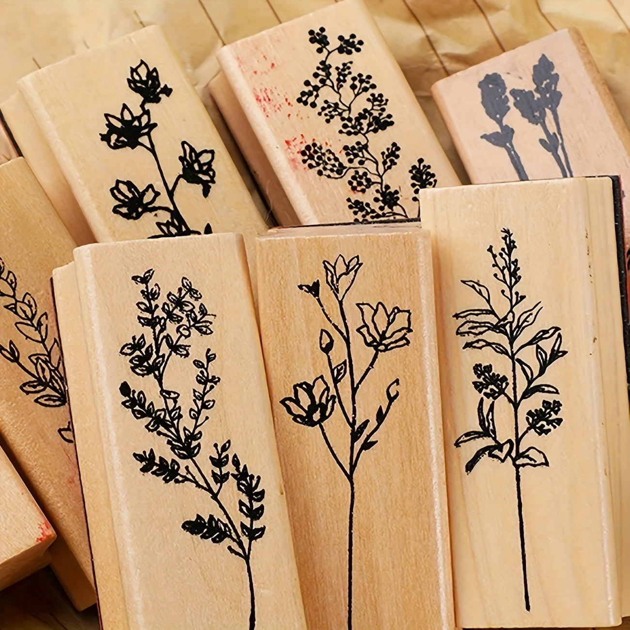Wooden Floral Stamps