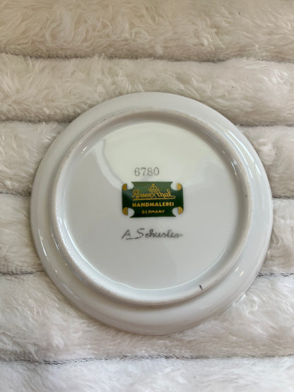 Vintage Rosenthal Handmalerei Gold Rim Butter Pat Plate, painted by A. Schuster
