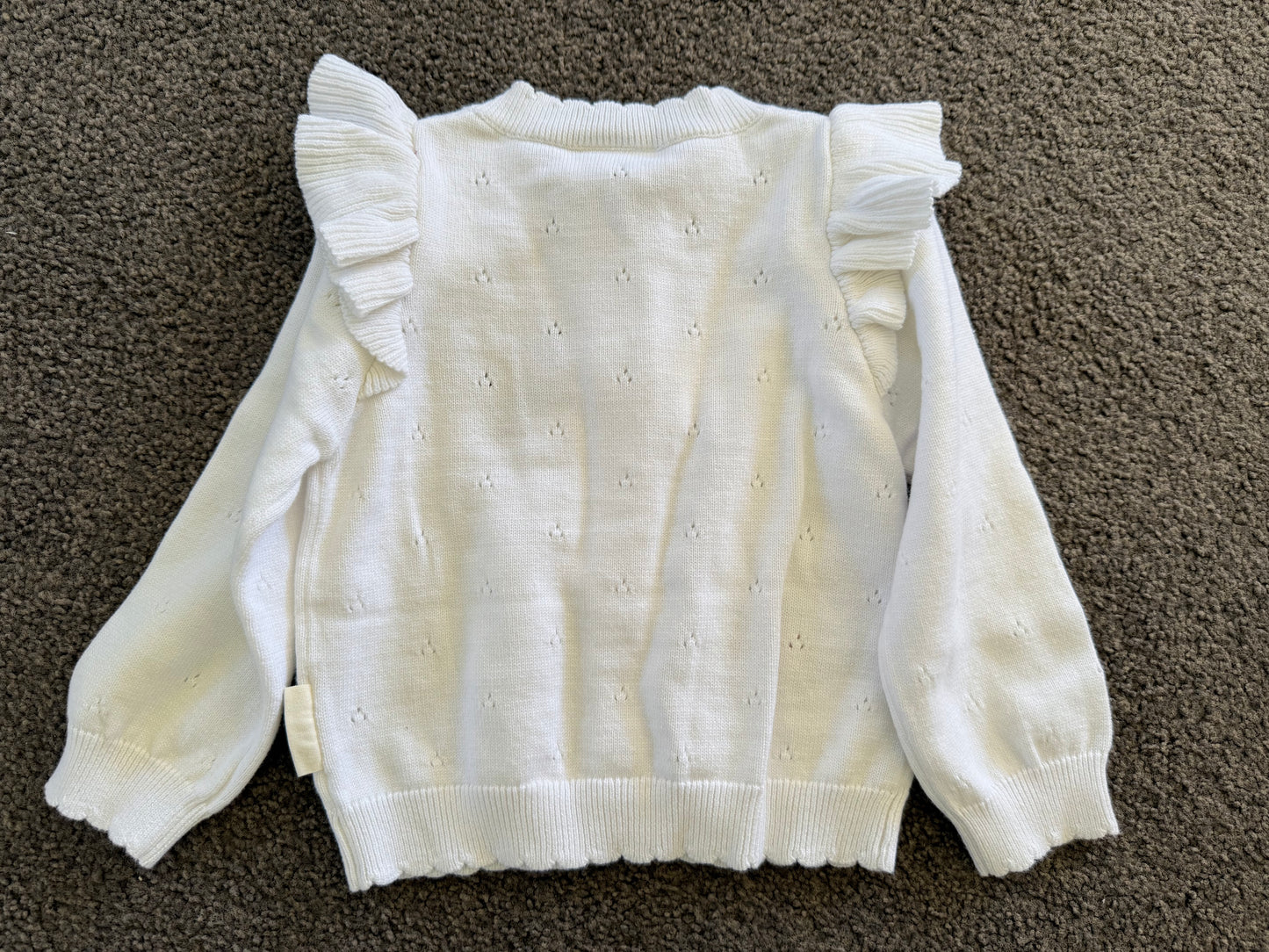 Aster and Oak Size 2 Organic Cotton Pointelle Knit Cardigan