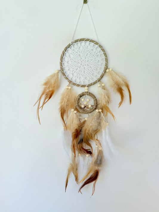 Handmade Double Hoop Dream Catcher with Feathers